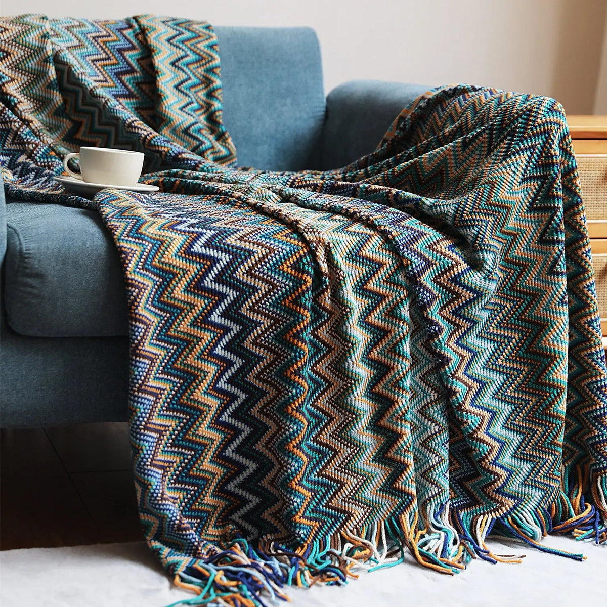 Owen Colorful Chevron Coverlet
