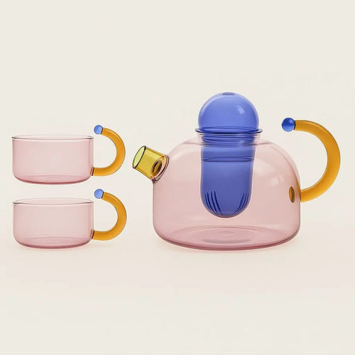 Borosio Prism Contrast Colorful Glass Teapot