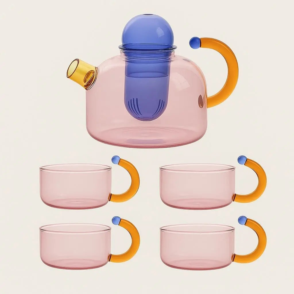 Borosio Prism Contrast Colorful Glass Teapot