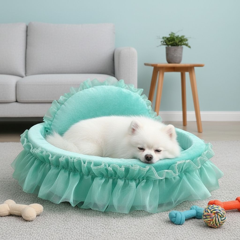 Bella Cozy Ruffled Pet Bed
