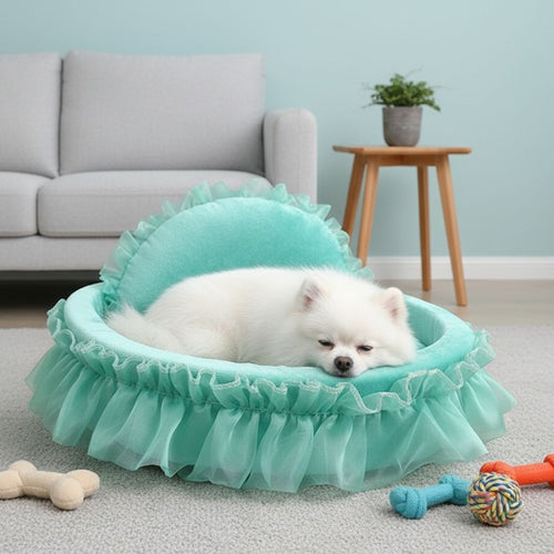 Bella Cozy Ruffled Pet Bed