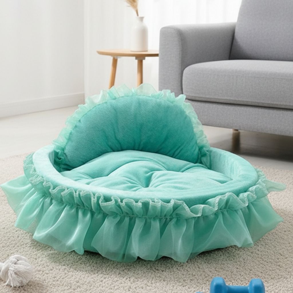 Bella Cozy Ruffled Pet Bed
