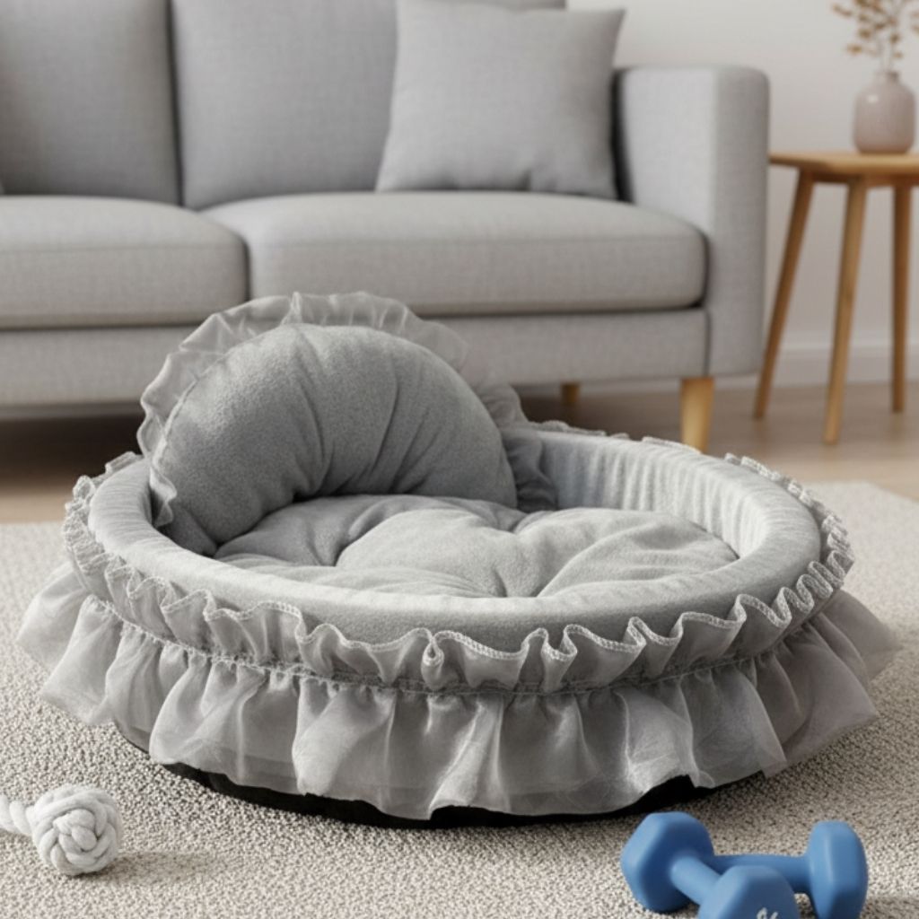 Bella Cozy Ruffled Pet Bed