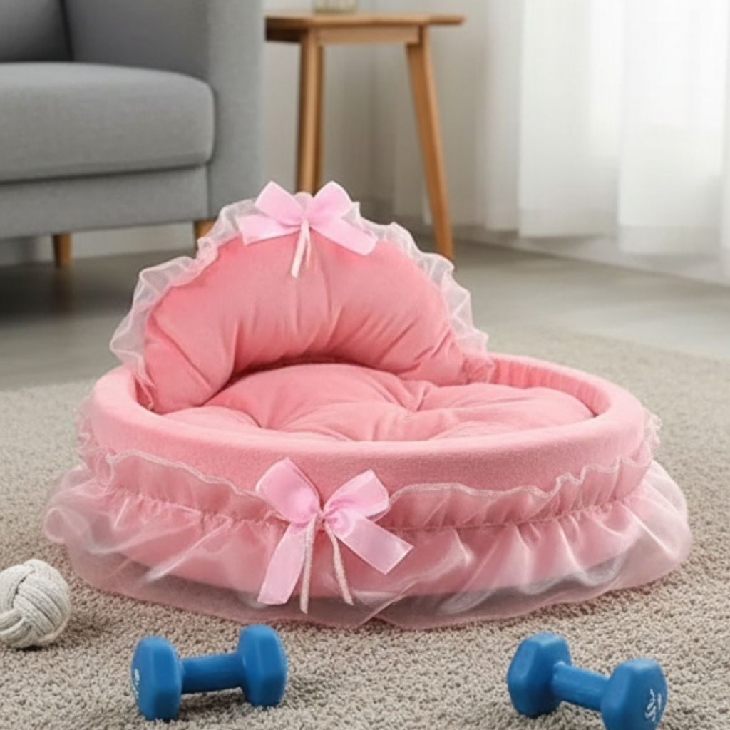 Bella Cozy Ruffled Pet Bed