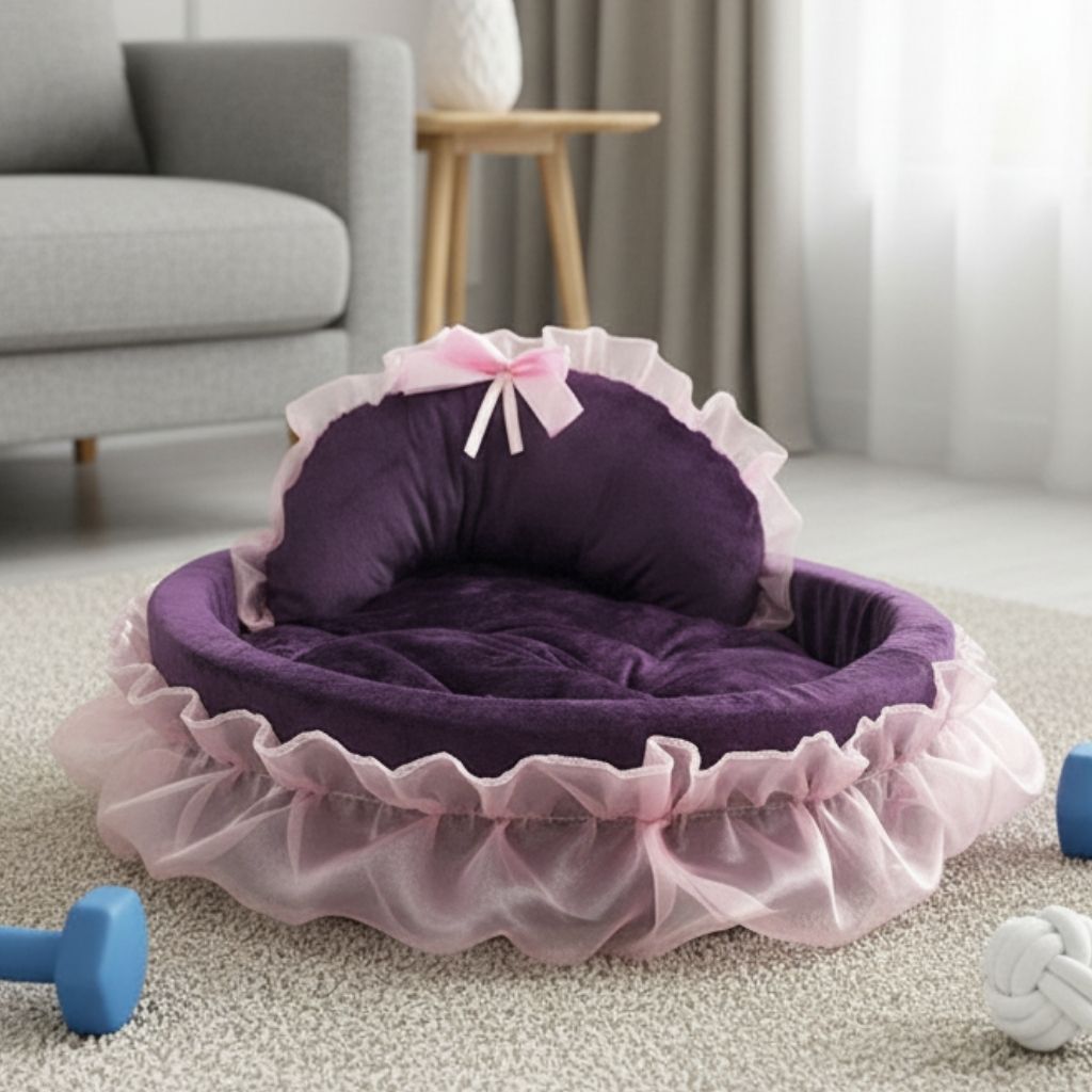 Bella Cozy Ruffled Pet Bed