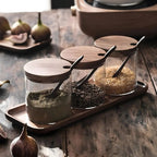 Mason Wooden Lid Glass Seasoning Jar Set – Rustic Kitchen Organizer