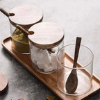 Mason Wooden Lid Glass Seasoning Jar Set – Rustic Kitchen Organizer