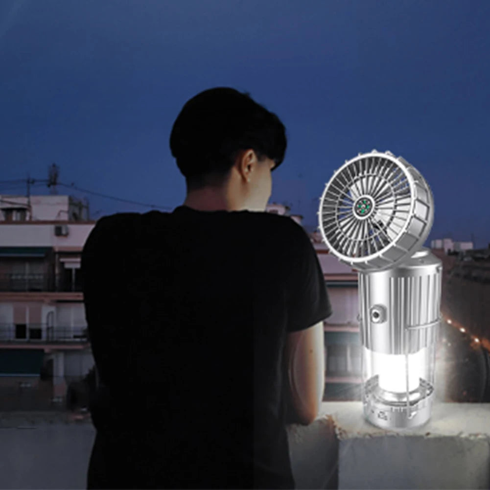 Solar Camping Lantern with Fan | Rechargeable LED Tent Light & Emergency Lamp