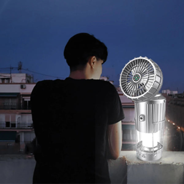Solar Camping Lantern with Fan | Rechargeable LED Tent Light & Emergency Lamp