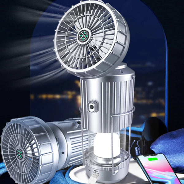 Solar Camping Lantern with Fan | Rechargeable LED Tent Light & Emergency Lamp