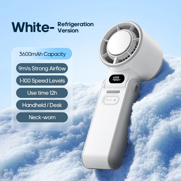 Portable Turbo Handheld Fan with Ice Cooling & 100 Speeds | Virlano