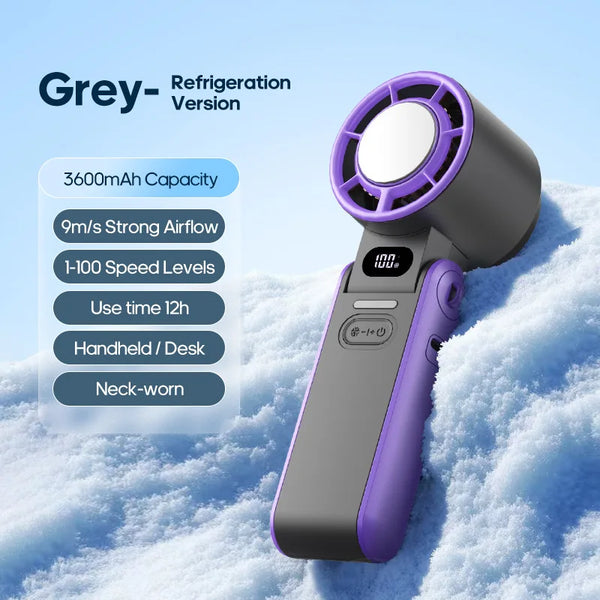 Portable Turbo Handheld Fan with Ice Cooling & 100 Speeds | Virlano