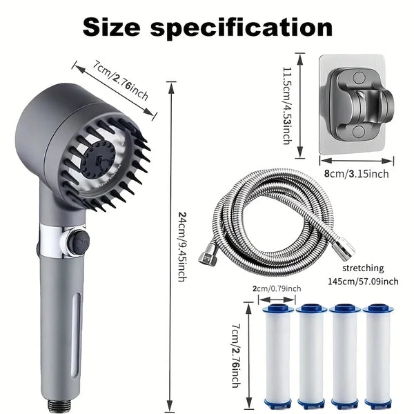 High Pressure Ionic Shower Head with Filter | Turbo Handheld Shower Head