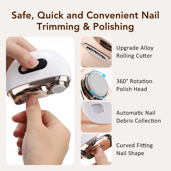 Electric Nail Clipper & Nail Polisher | Automatic Rechargeable Nail Trimmer