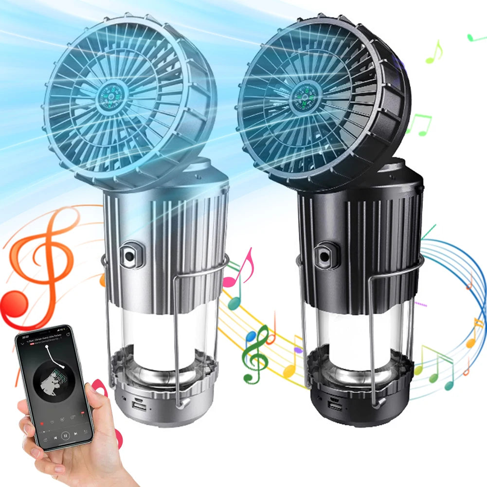 Solar Camping Lantern with Fan | Rechargeable LED Tent Light & Emergency Lamp