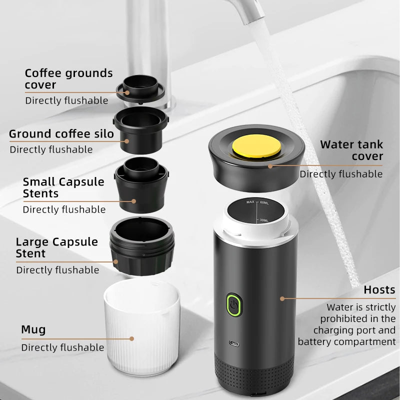 DENOKIN 3-in-1 Portable Espresso Machine – 20 Bar