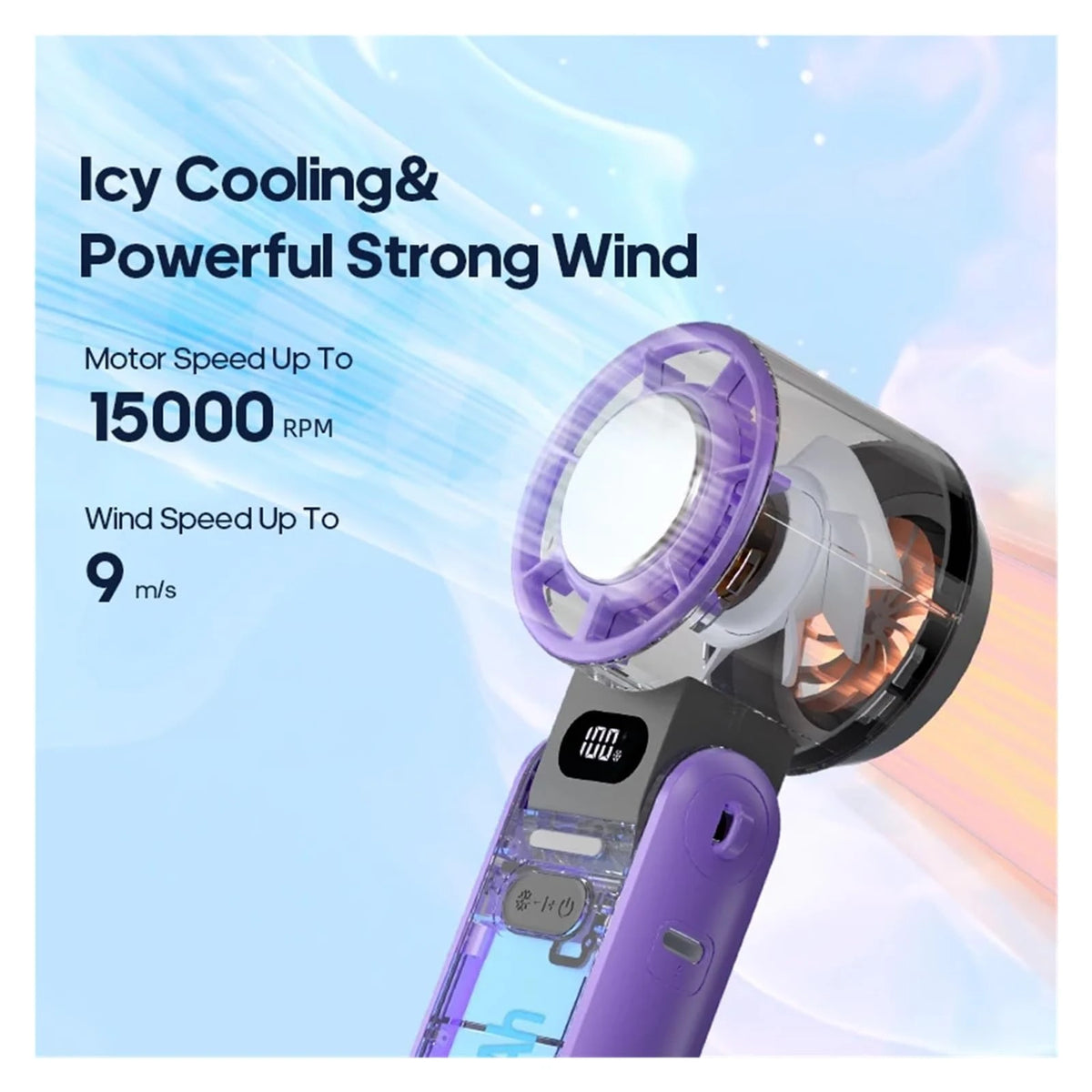Portable Turbo Handheld Fan with Ice Cooling & 100 Speeds | Virlano
