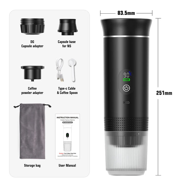 DENOKIN 3-in-1 Portable Espresso Machine – 20 Bar