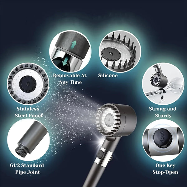 High Pressure Ionic Shower Head with Filter | Turbo Handheld Shower Head