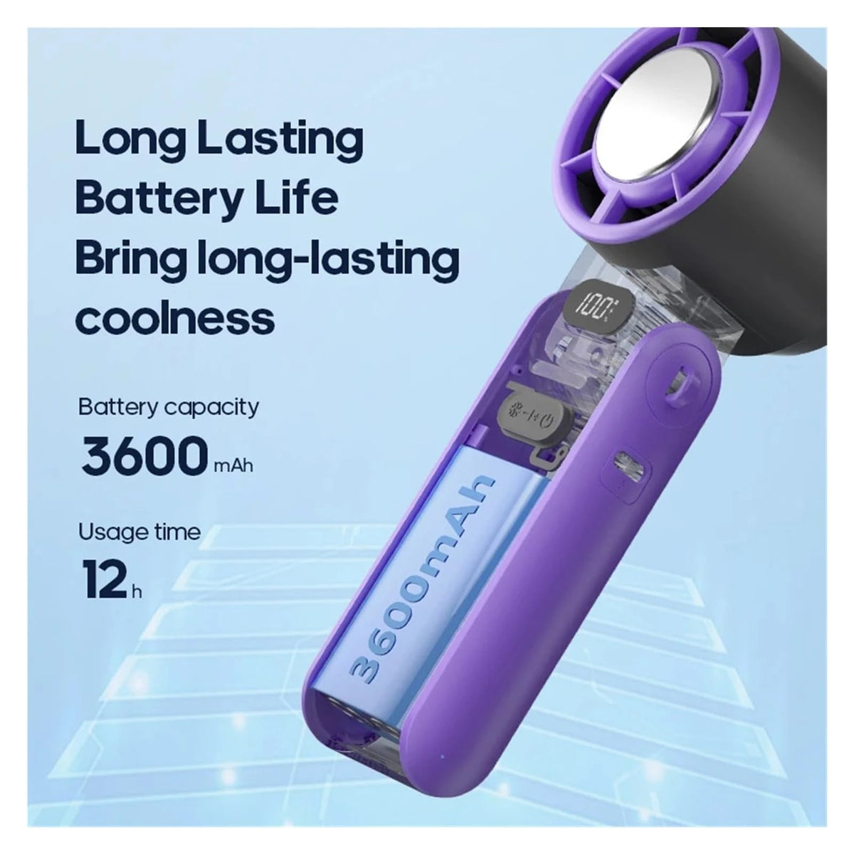 Portable Turbo Handheld Fan with Ice Cooling & 100 Speeds | Virlano