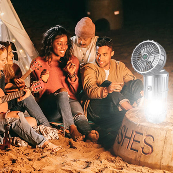 Solar Camping Lantern with Fan | Rechargeable LED Tent Light & Emergency Lamp