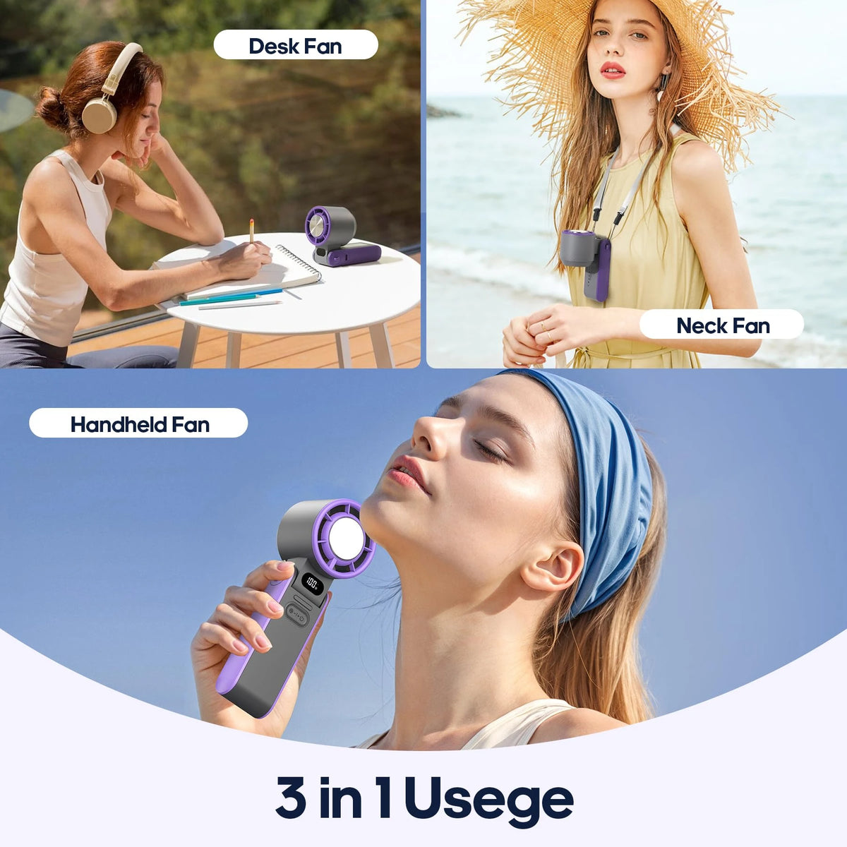 Portable Turbo Handheld Fan with Ice Cooling & 100 Speeds | Virlano