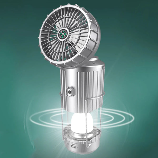 Solar Camping Lantern with Fan | Rechargeable LED Tent Light & Emergency Lamp