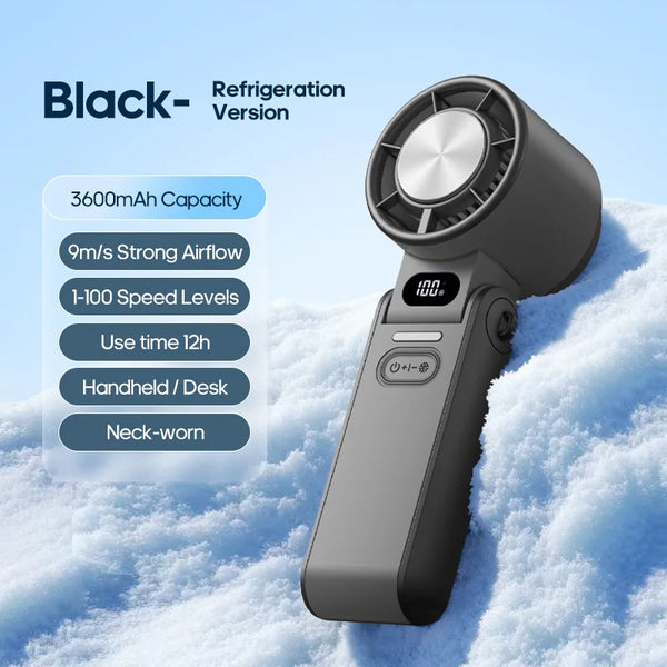 Portable Turbo Handheld Fan with Ice Cooling & 100 Speeds | Virlano