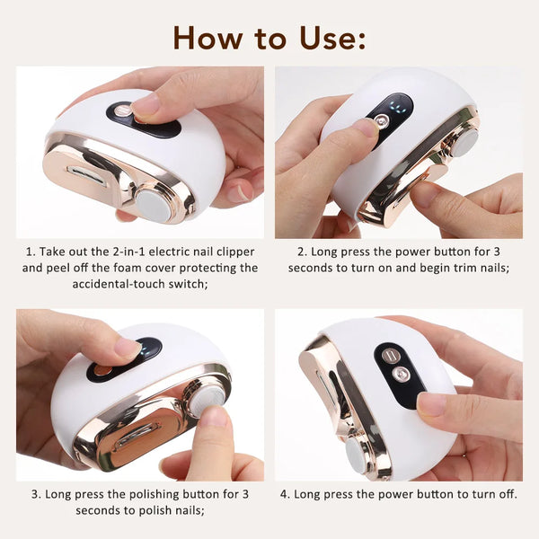 Electric Nail Clipper & Nail Polisher | Automatic Rechargeable Nail Trimmer
