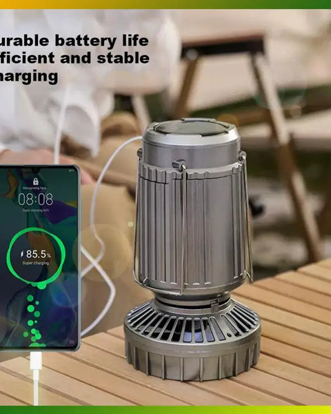 Solar Camping Lantern with Fan | Rechargeable LED Tent Light & Emergency Lamp