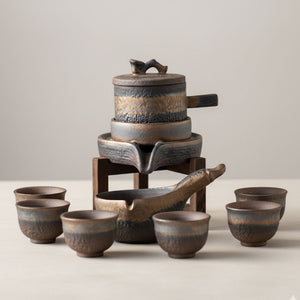 Taojin Gilded Iron Glaze Ceramic Tea Set