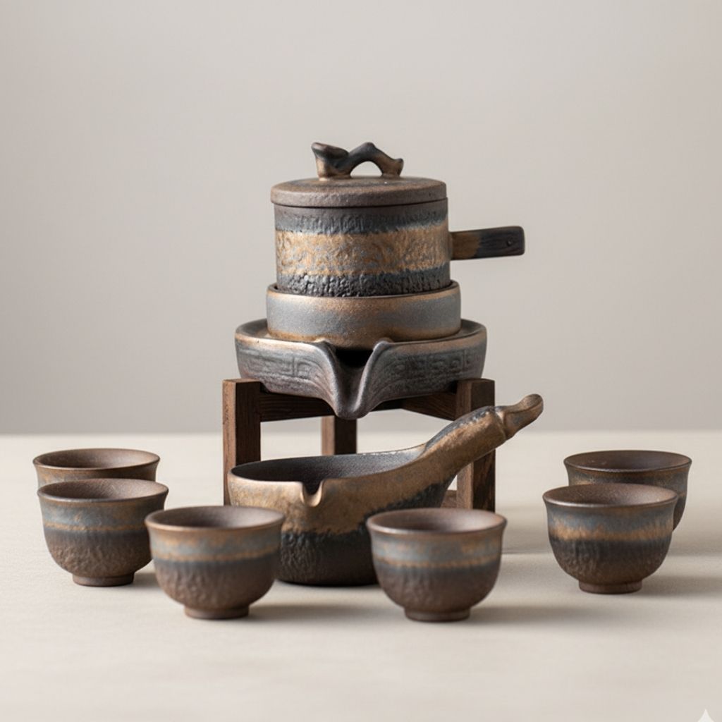 Taojin Gilded Iron Glaze Ceramic Tea Set