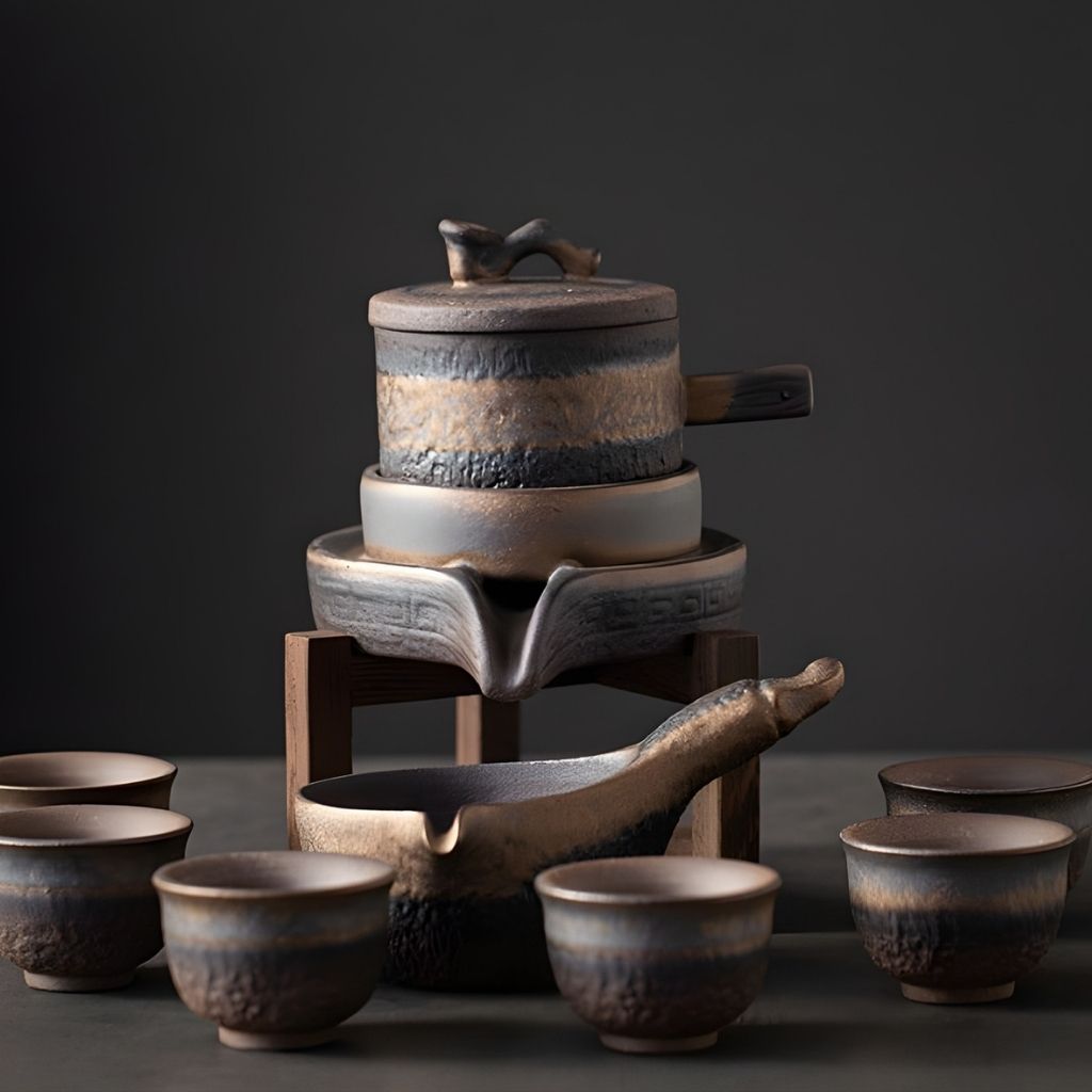 Taojin Gilded Iron Glaze Ceramic Tea Set