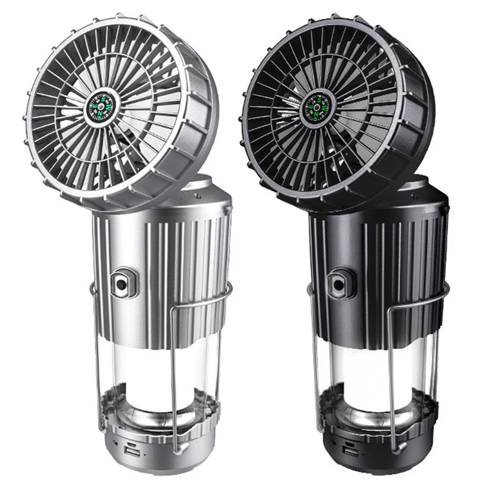 Solar Camping Lantern with Fan | Rechargeable LED Tent Light & Emergency Lamp