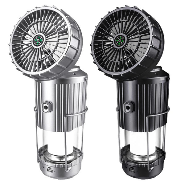 Solar Camping Lantern with Fan | Rechargeable LED Tent Light & Emergency Lamp