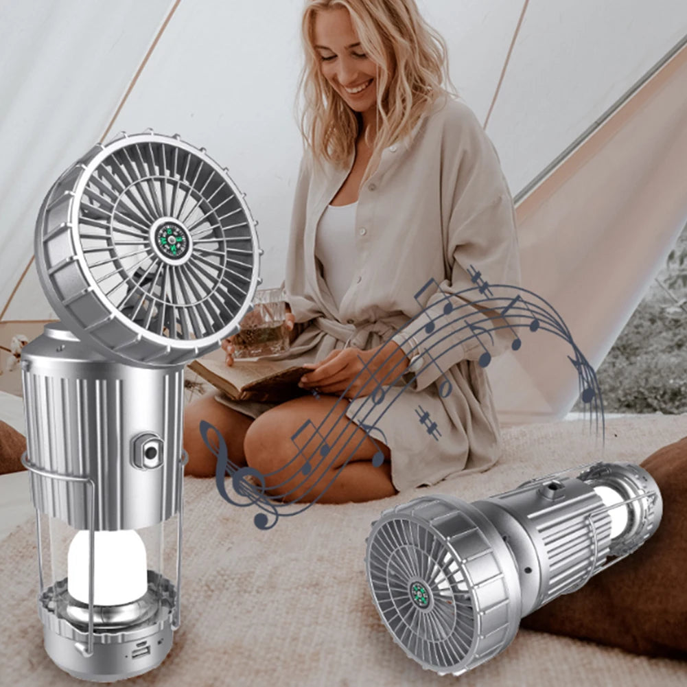 Solar Camping Lantern with Fan | Rechargeable LED Tent Light & Emergency Lamp