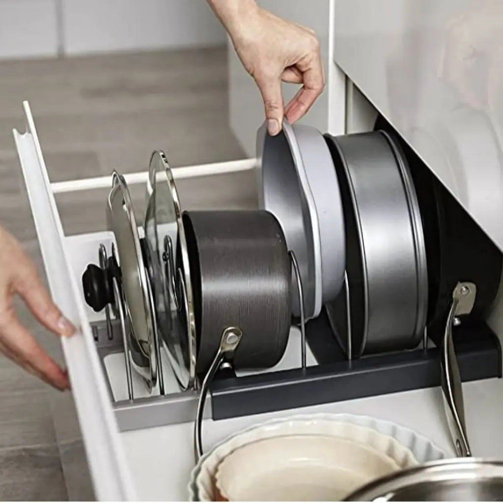 Ray Adjustable Stainless Steel Pot Lid Organizer