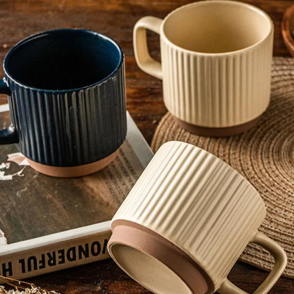 Caleb Ceramic Mug – Striped Pottery Cup