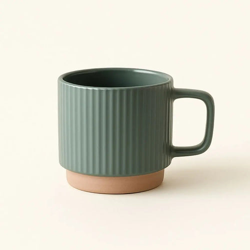Caleb Ceramic Mug – Striped Pottery Cup