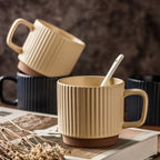 Caleb Ceramic Mug – Striped Pottery Cup
