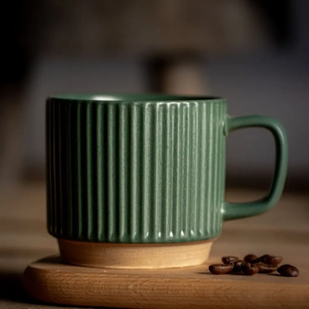 Caleb Ceramic Mug – Striped Pottery Cup