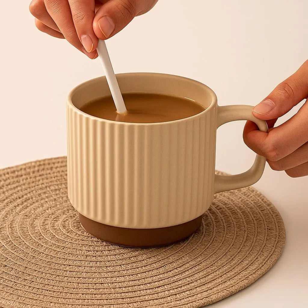 Caleb Ceramic Mug – Striped Pottery Cup