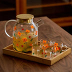 Sunflower Bloom Borosilicate Glass Kettle Tea Set