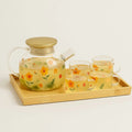 Sunflower Bloom Borosilicate Glass Kettle Tea Set