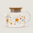Sunflower Bloom Borosilicate Glass Kettle Tea Set