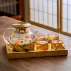 Sunflower Bloom Borosilicate Glass Kettle Tea Set