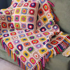 Forest Tassel Boho Hand-Crochet Throw