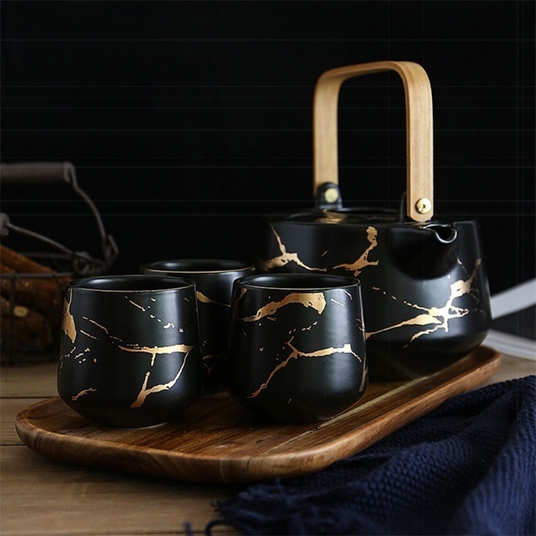 Astrid Marble Ceramic Tea Set