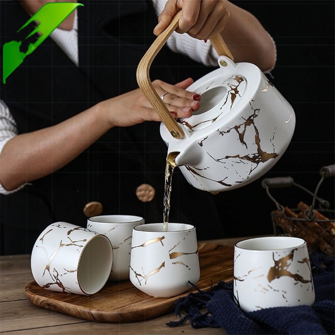 Astrid Marble Ceramic Tea Set