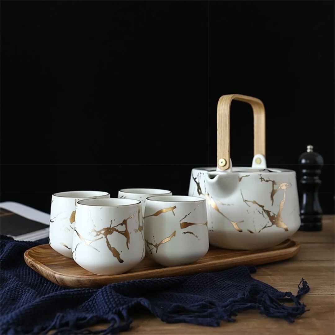 Astrid Marble Ceramic Tea Set